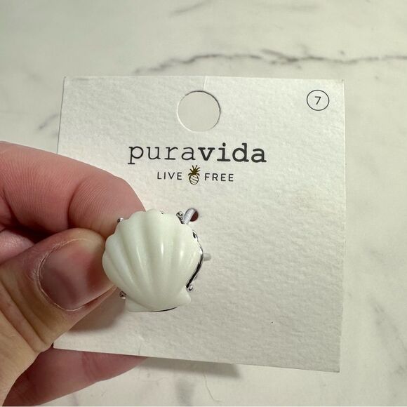 Pura Vida White Grande Shell Ring NWT Size 7 Beach Vacation Coastal Chic - Picture 10 of 11